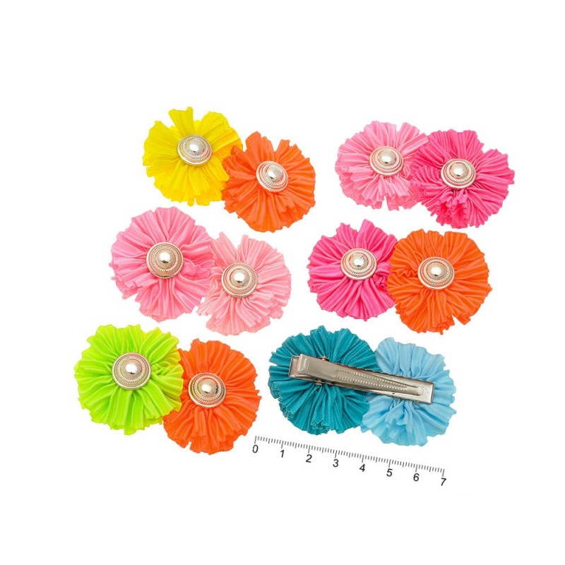 Набор заколок-уточек с бантиками 7см разноцветный (9015)