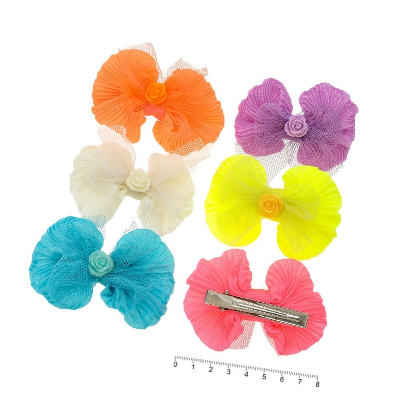 Набор заколок-уточек с бантиками 8см (9018)