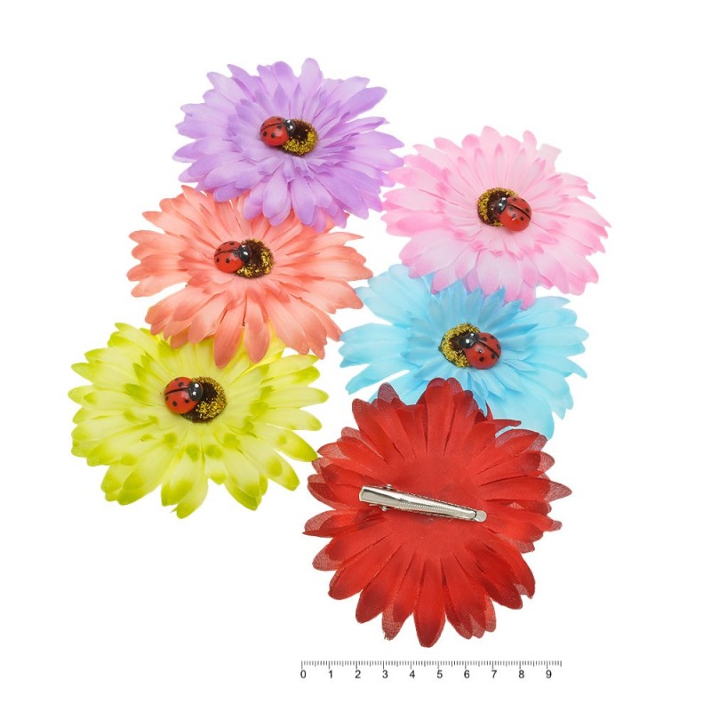 Набор заколок-уточек с ромашками 9.5см разноцветный (9295)