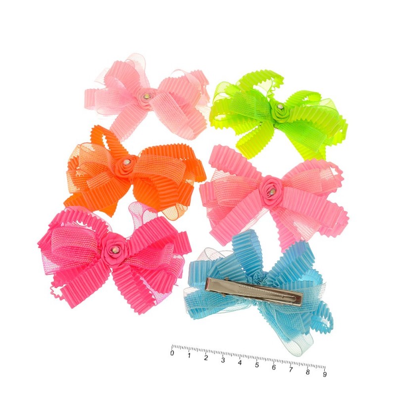 Набор заколок-уточек с бантиками 9см (9882)