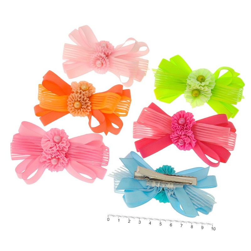 Набор заколок-уточек с бантиками 10см (9883)