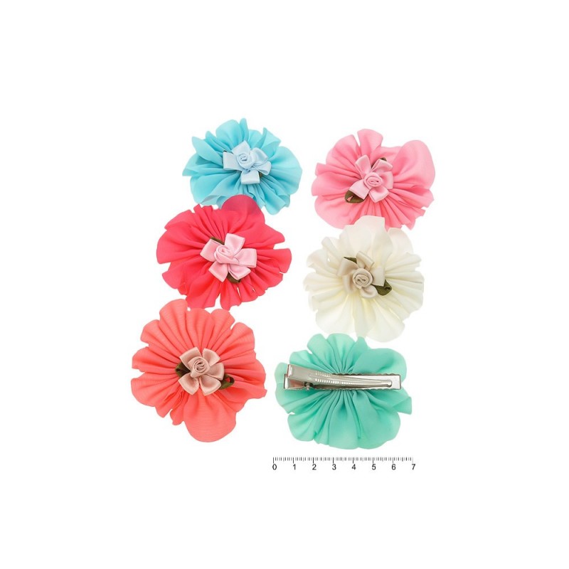 Набор заколок-уточек с бантиками 7см разноцветный (9893)