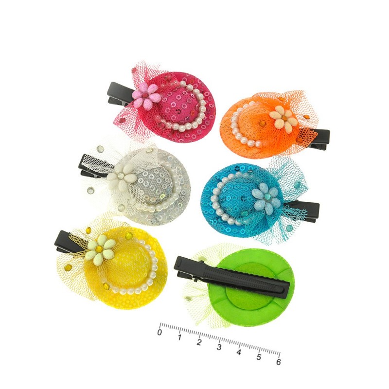 Набор заколок-уточек со шляпой 6см 12шт разноцветный (9896)