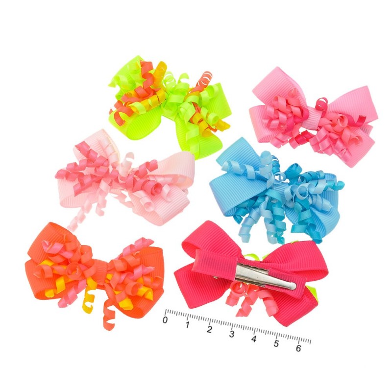 Набор заколок-уточек с бантиками 6.5см разноцветный (9900)