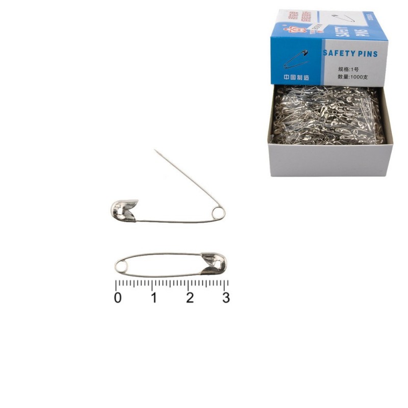 Набор булавок 3.1см 1000шт серебристый (12152)