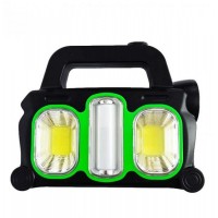 Светодиодный фонарик с аккумулятором и солнечной панелью зеленый (26395)