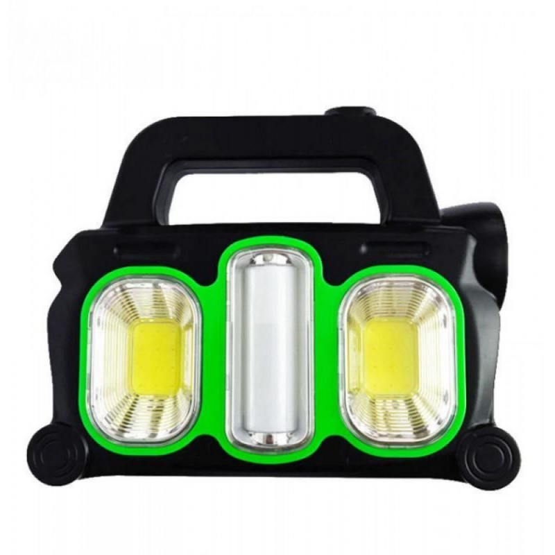 Светодиодный фонарик с аккумулятором и солнечной панелью зеленый (26395)