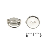 Набор основ для брошек 2см 100шт серебристый (11792)