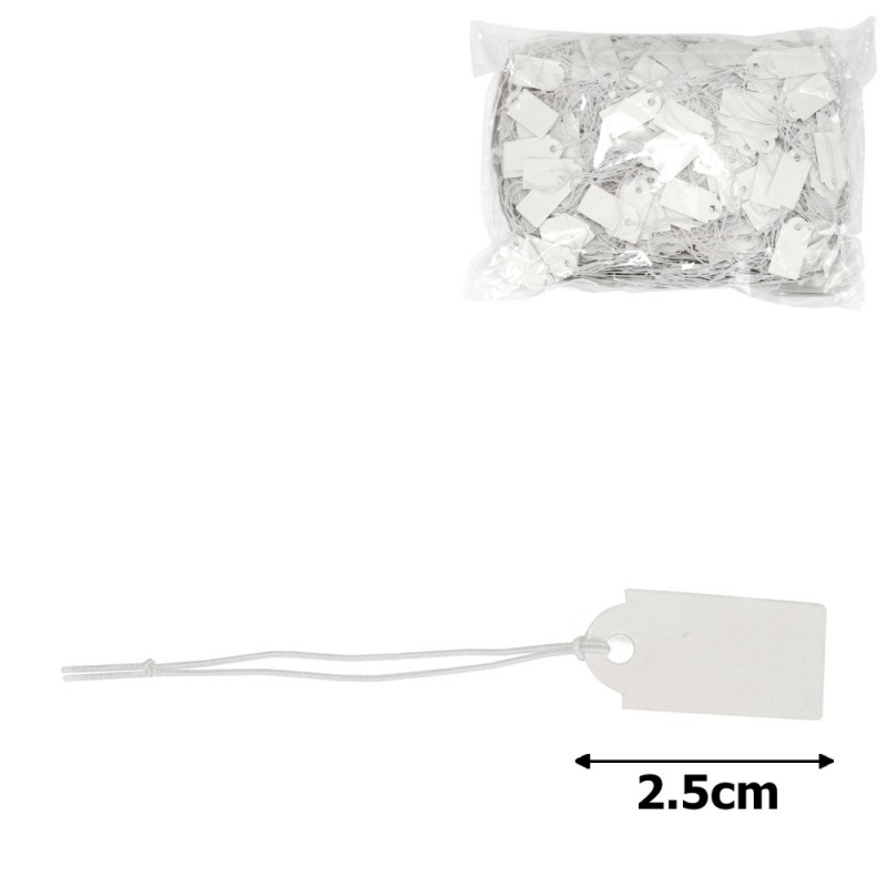 Ценники бирки картонные на резинке 1000шт белые (15365)