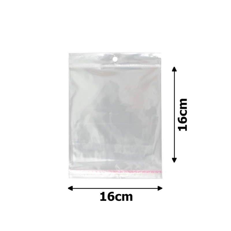 Набор целлофановых упаковочных пакетов 16x16см 100шт прозрачный (15531)
