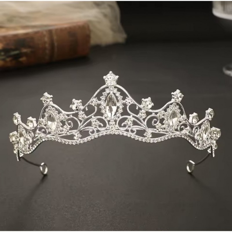 Диадема-обруч со стразами металлическая (31613)