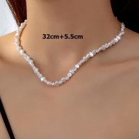 Подвеска на шею из жемчужных бусин белого цвета 32+5.5см (31814)