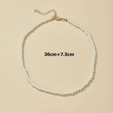 Подвеска на шею из жемчужных бусин белого цвета 36+7.5см (31815)