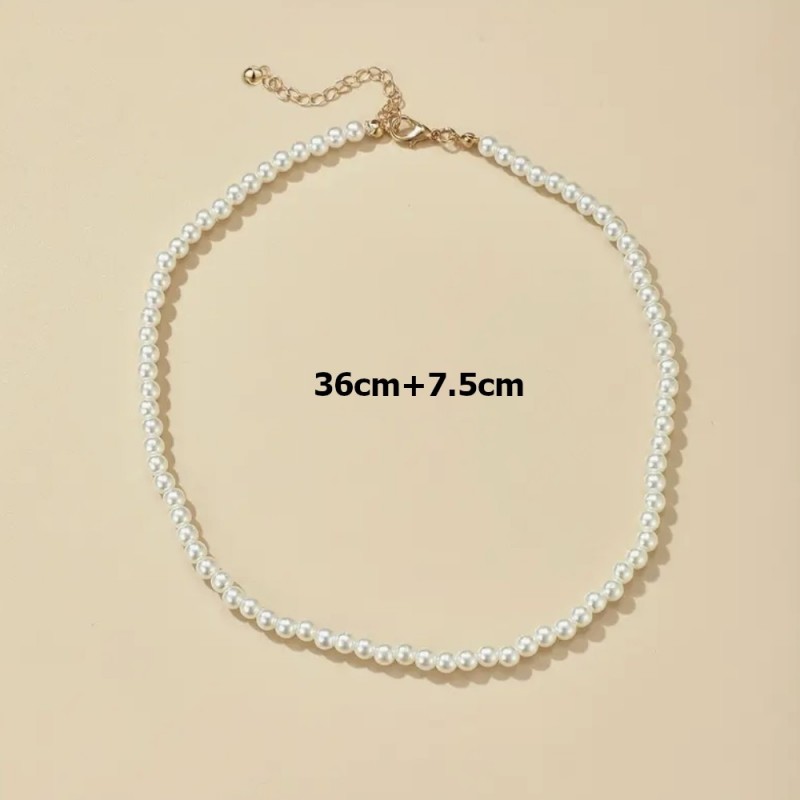 Подвеска на шею из жемчужных бусин белого цвета 36+7.5см (31815)