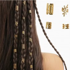 Набор винтажных колец для волос золотистый (31819)