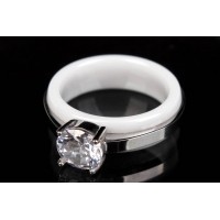 Кольцо керамическое белое (размер 8) 251-17611