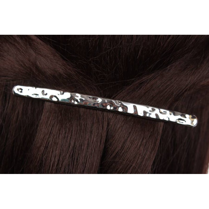 Заколка для волос автоматическая (серебро) 1-210842