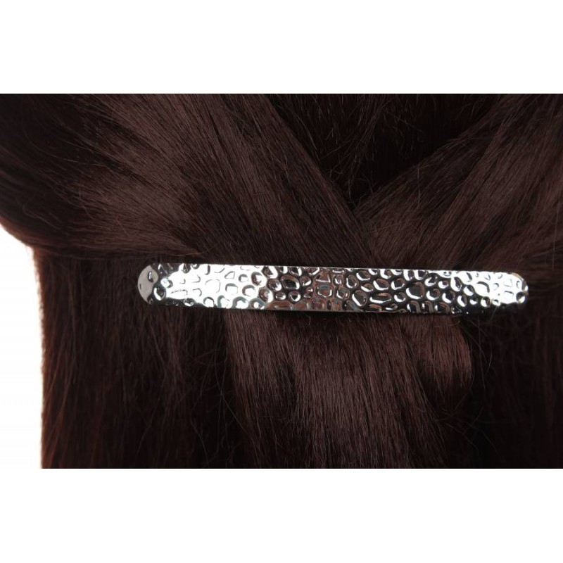 Заколка для волос автоматическая (серебро) 1-210781