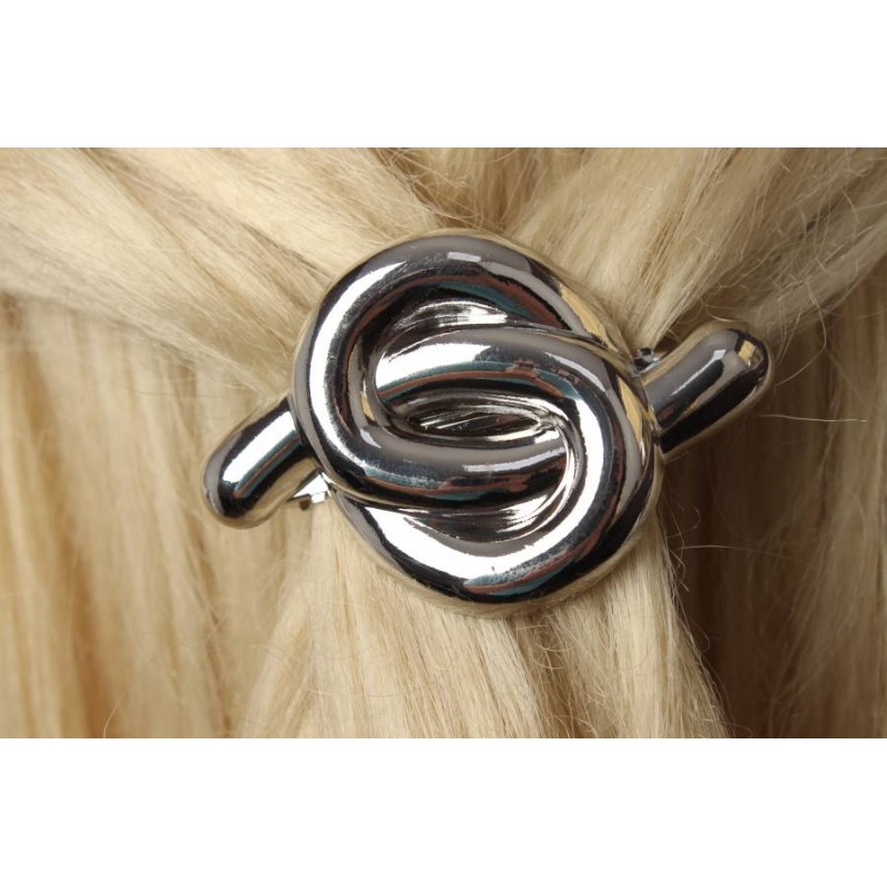 Заколка для волос автоматическая (серебро) 1-210866