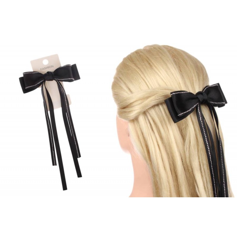 Заколка автоматическая бант черная 1-211214