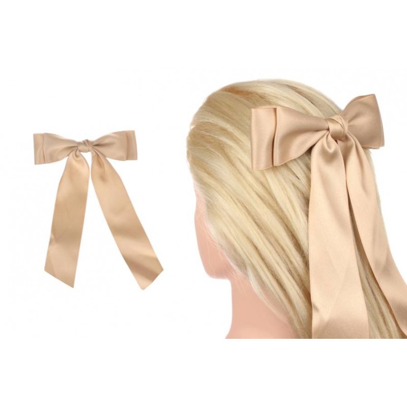 Заколка автоматическая бант коричневая 1-211092