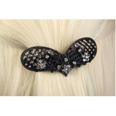 Заколка для волос оригинальной формы со стразами и бусинами 11-19008