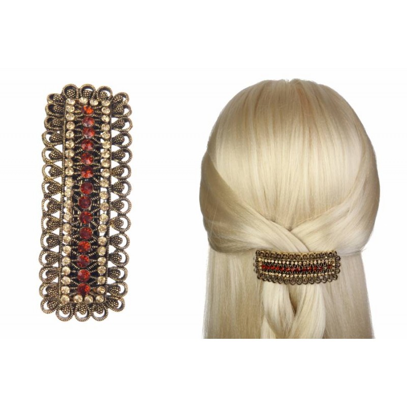 Заколка для волос прямоугольной формы усыпанная стразами