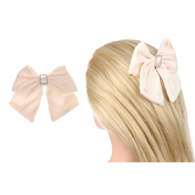 Заколка автоматическая бант бежевая 1-211054