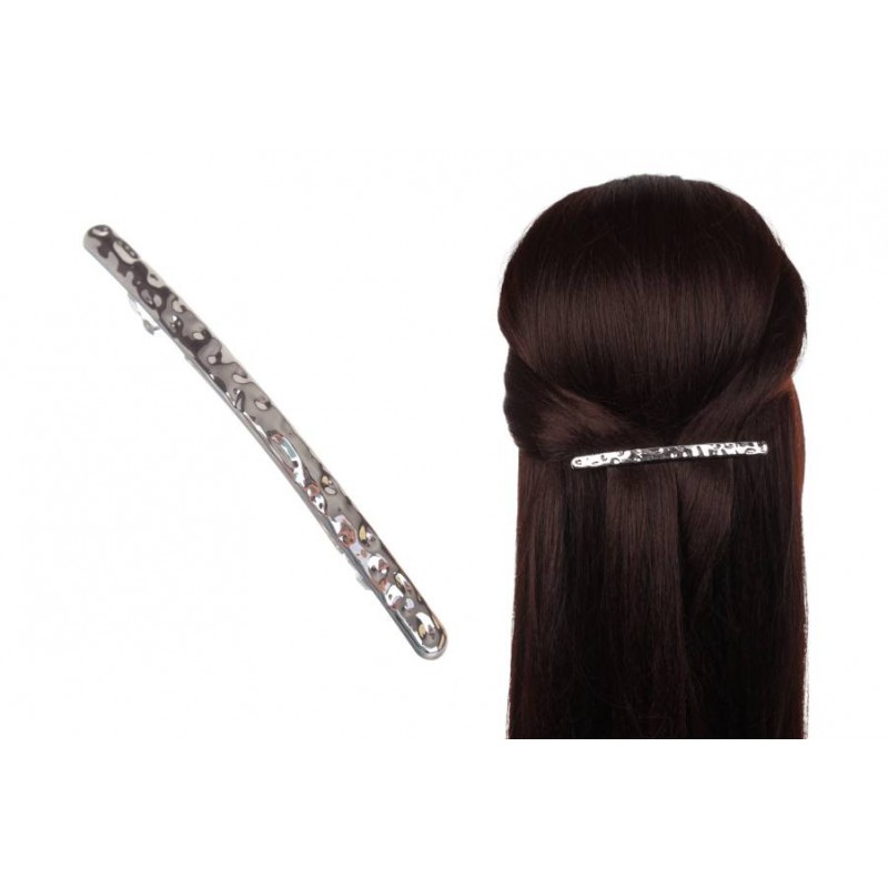 Заколка для волос автоматическая (серебро) 1-210842