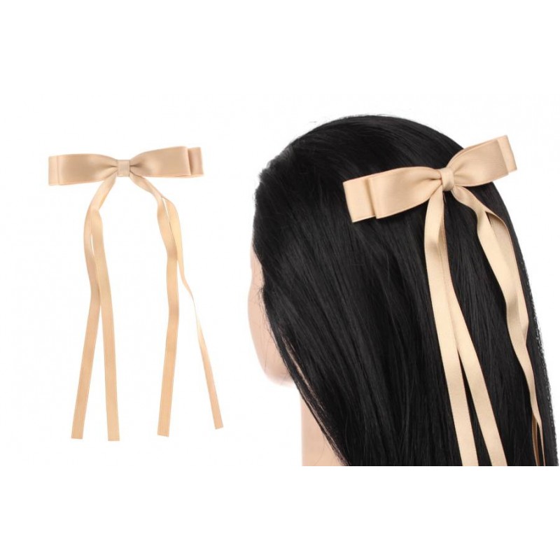 Заколка автоматическая бант коричневая 1-211122