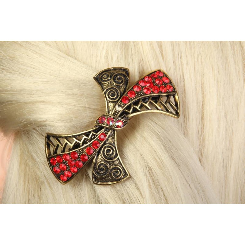 Заколка для волос в виде бантика со стразами