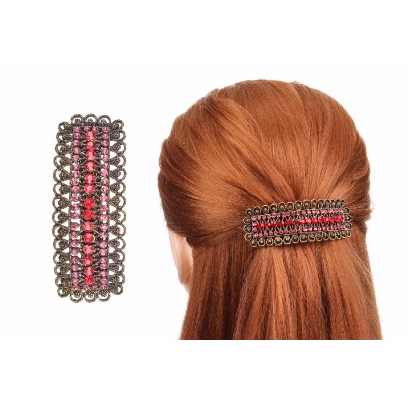 Заколка для волос прямоугольной формы усыпанная стразами