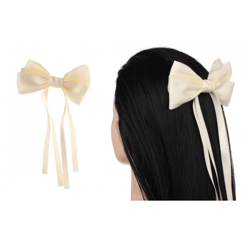 Заколка автоматическая бант бежевая 1-211153