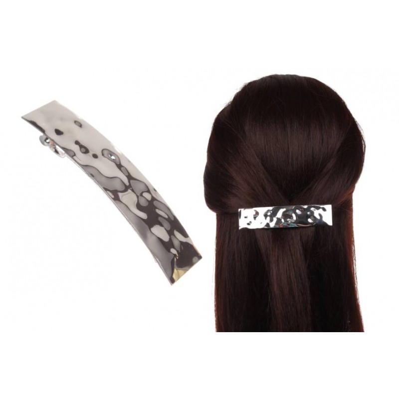 Заколка для волос автоматическая (серебро) 1-210804