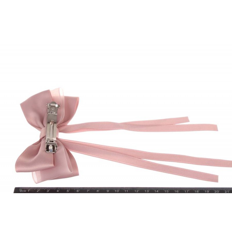 Заколка автоматическая бант розовая 1-211160