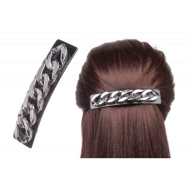 Заколка автоматическая 11см 1-189803 (темное серебро)