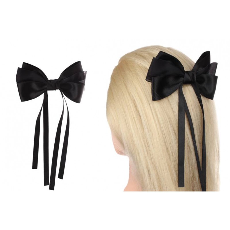 Заколка автоматическая бант черная 1-211184