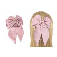 Заколка автоматическая бант розовая 1-211207