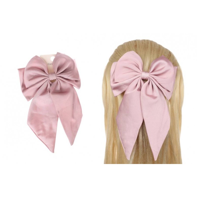 Заколка автоматическая бант розовая 1-211207