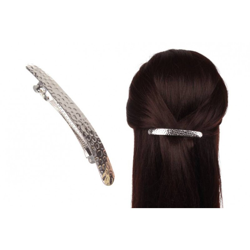 Заколка для волос автоматическая (серебро) 1-210781