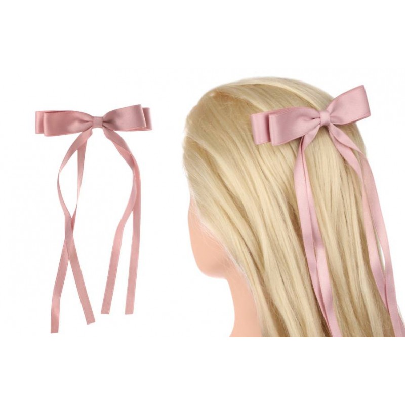 Заколка автоматическая бант розовая 1-211115
