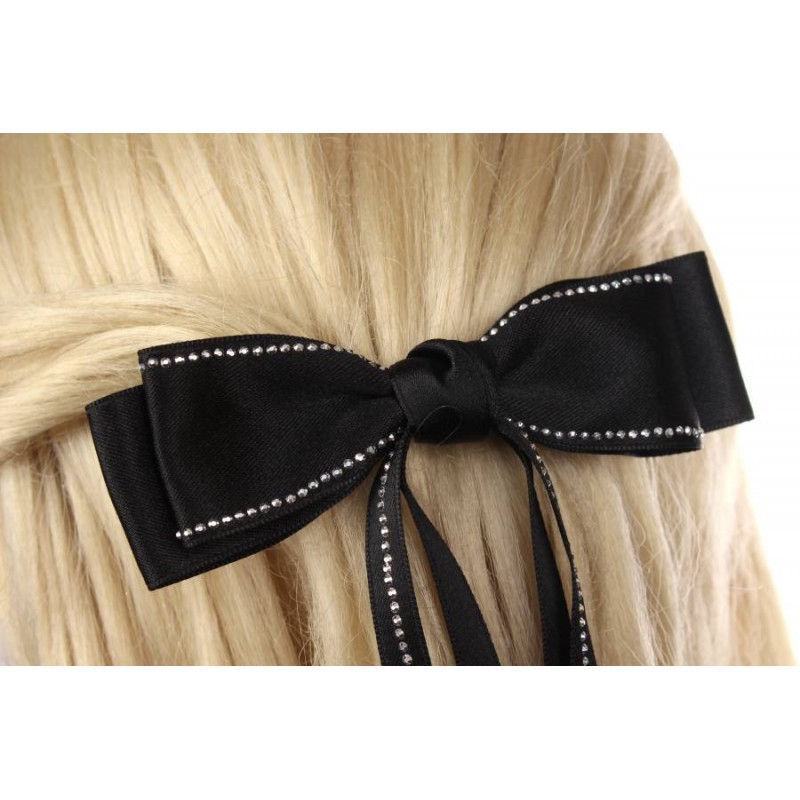 Заколка автоматическая бант черная 1-211214