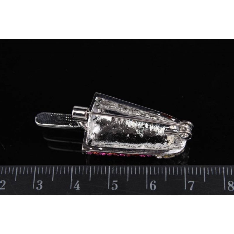 Брошь в виде мороженого розовая