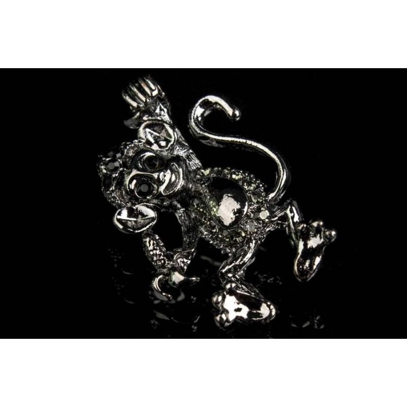 Брошь в виде обезьянки декорированная стразами