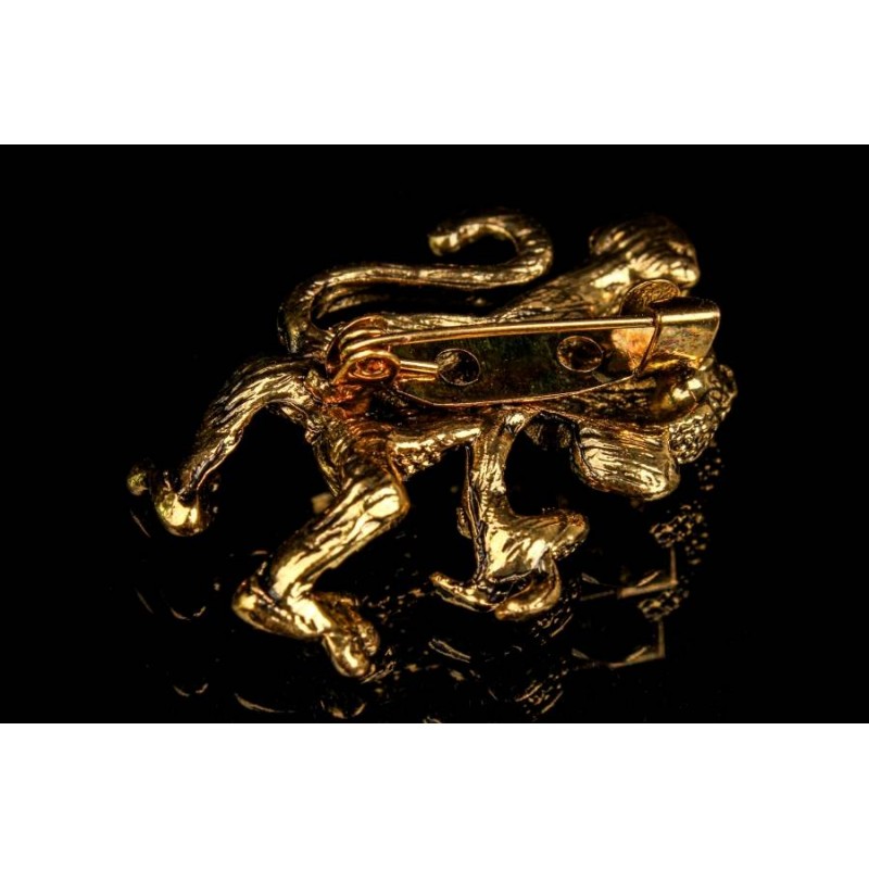 Брошь в виде обезьянки декорированная стразами