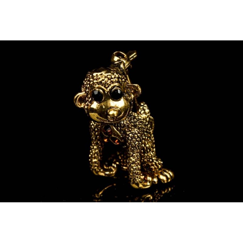 Брошь в виде обезьянки с глазами-стразами