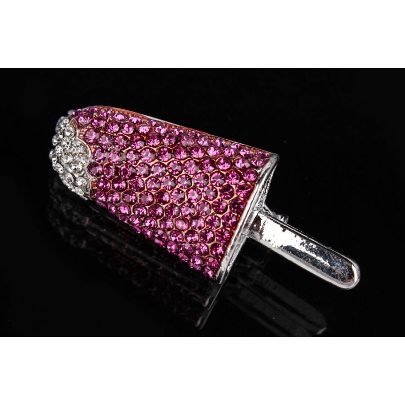 Брошь в виде мороженого розовая