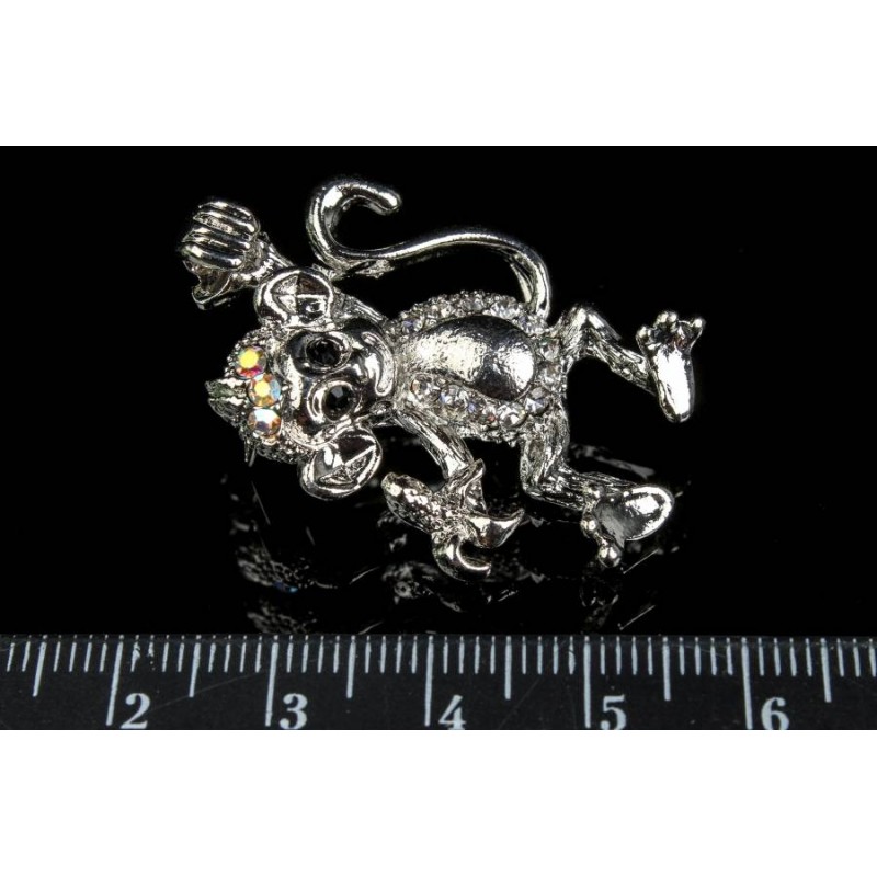 Брошь в виде обезьянки декорированная стразами