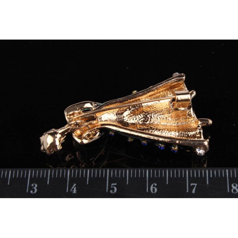 Брошь в виде дамы в платье синяя