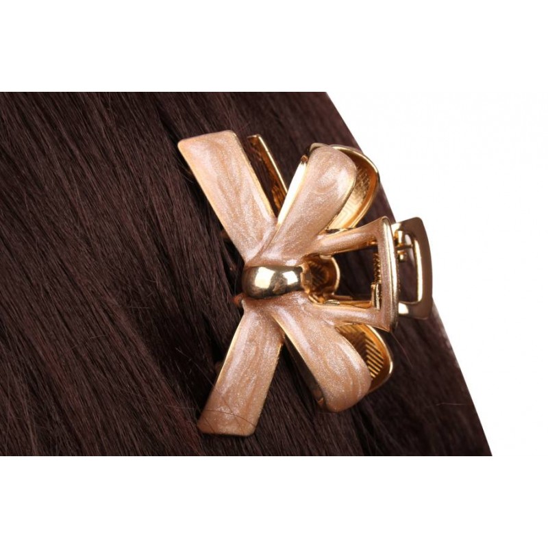 Краб для волос металлический  5,5см розовый с перламутром 1-213553